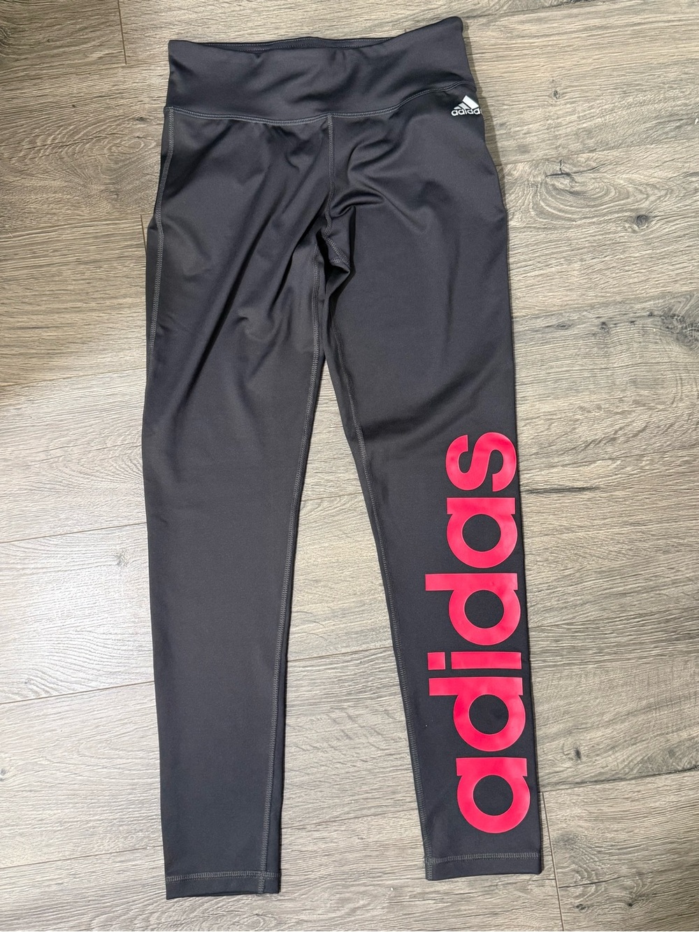 Women’s adidas Gray Leggings with Red Logo - Climalite - S
